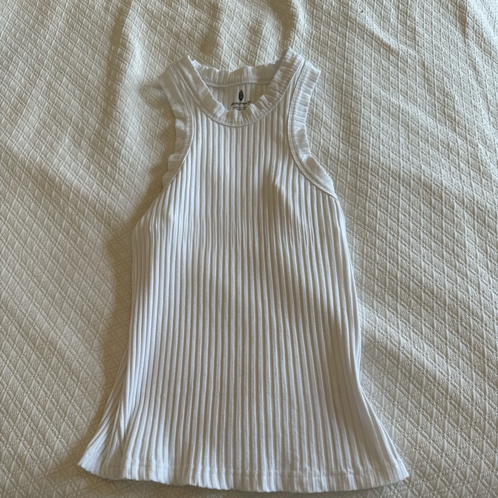 Free People Movement White Ribbed Sleeveless Top